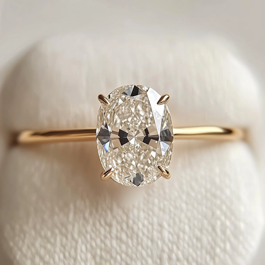 The Oval-shaped diamond ring Simple