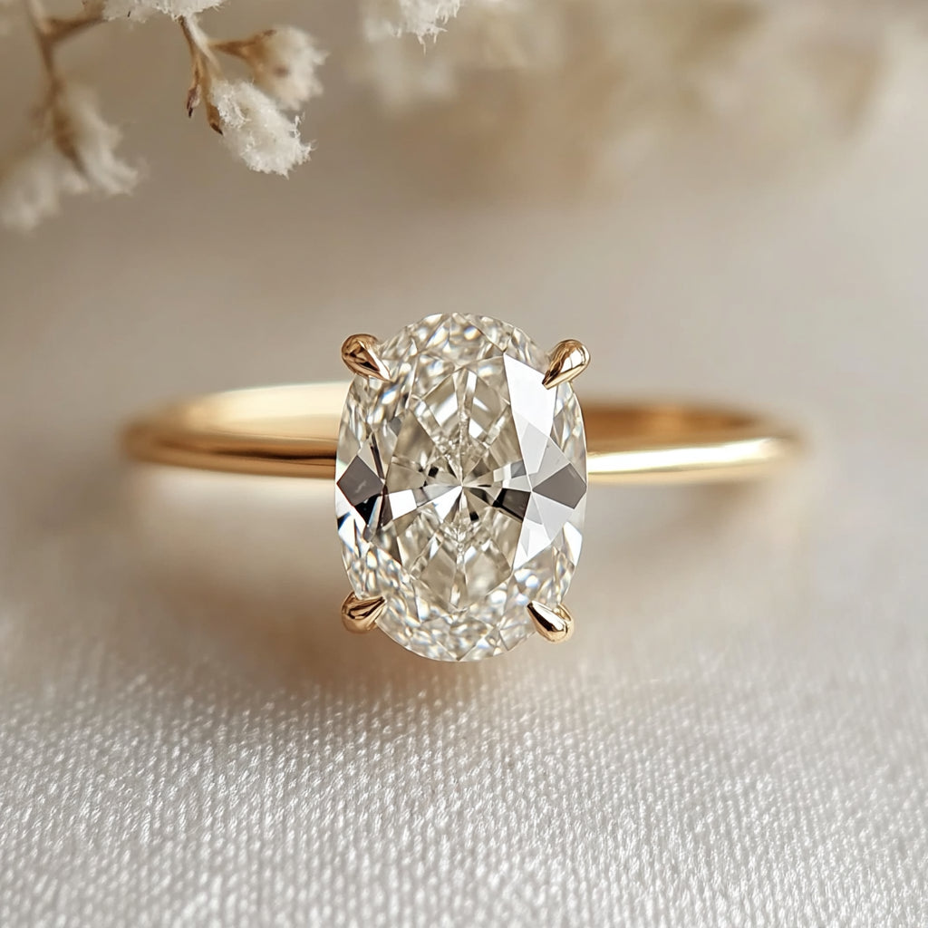 The Oval-shaped diamond ring Simple